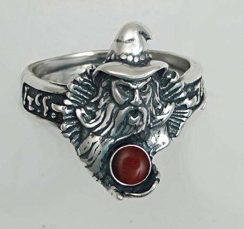 Sterling Silver Wizard Ring With Red Tiger Eye Size 6
